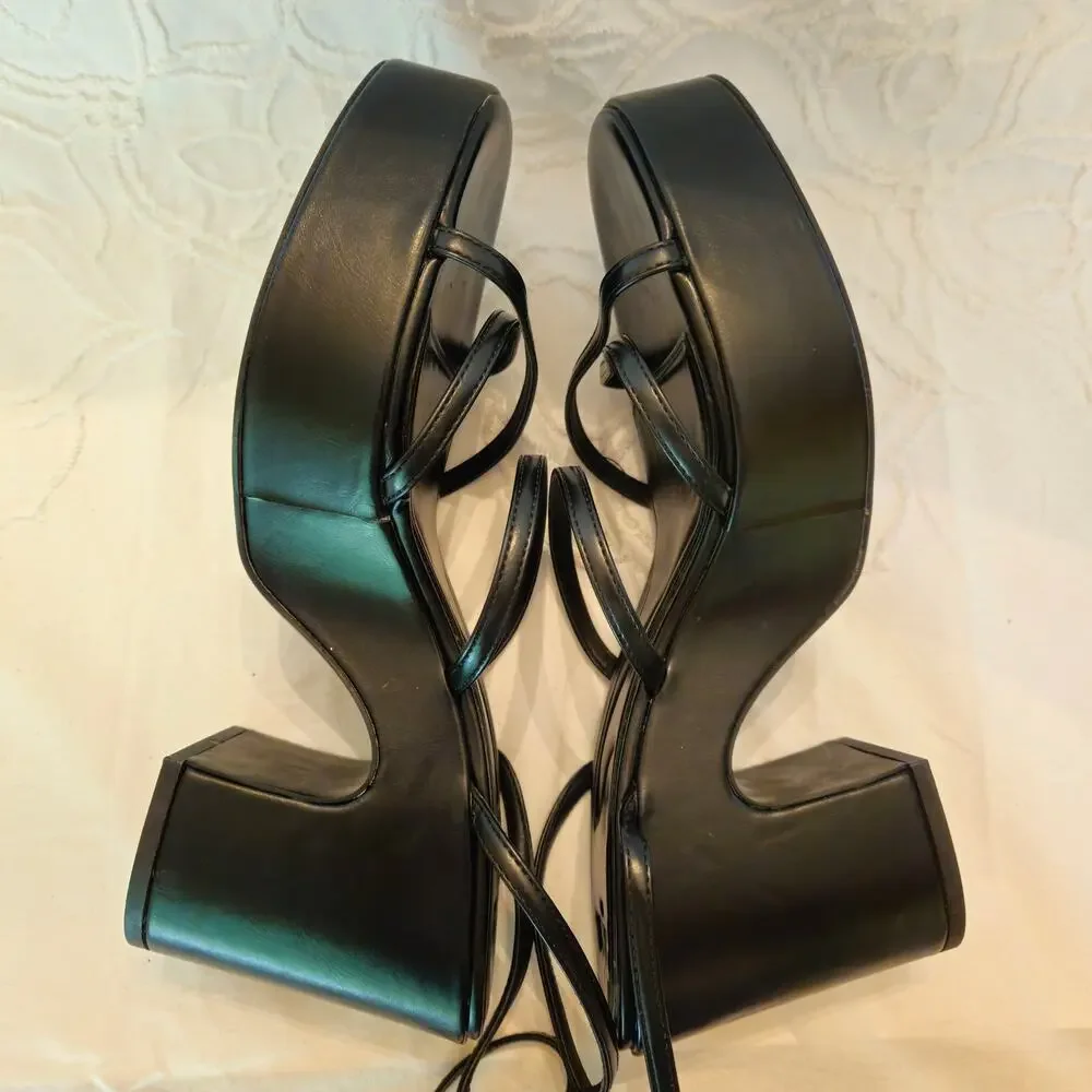 ZARA Black Y2K Strappy Platform Heels EU 41